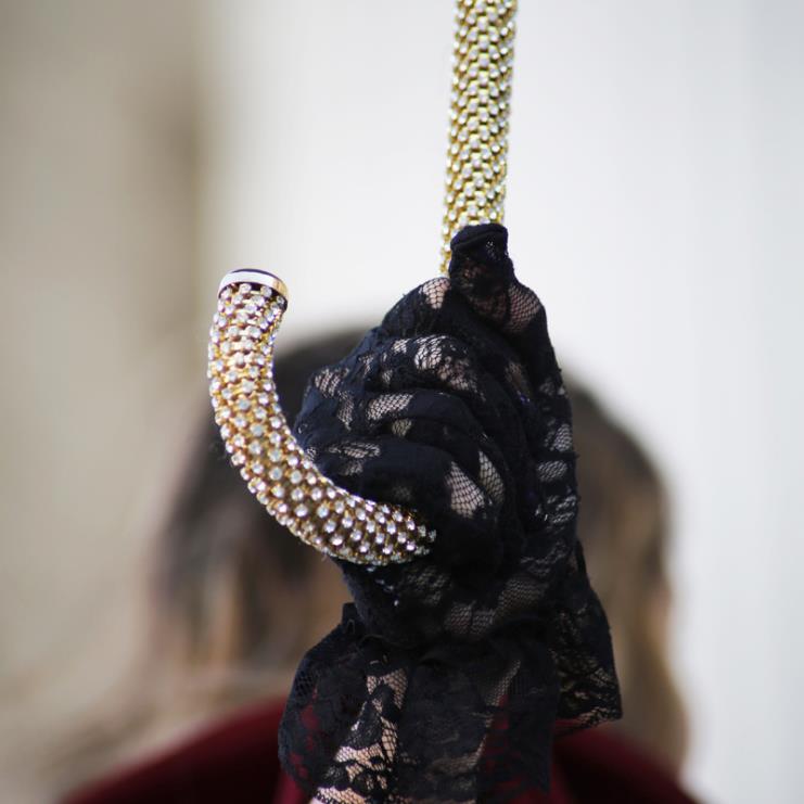 ομπρέλα | PASOTTI 189 58002-9 d35 - μαύρη ομπρέλα με τυπωμένο εσωτερικό με αλυσίδες 2N6B8502 γυναίκες